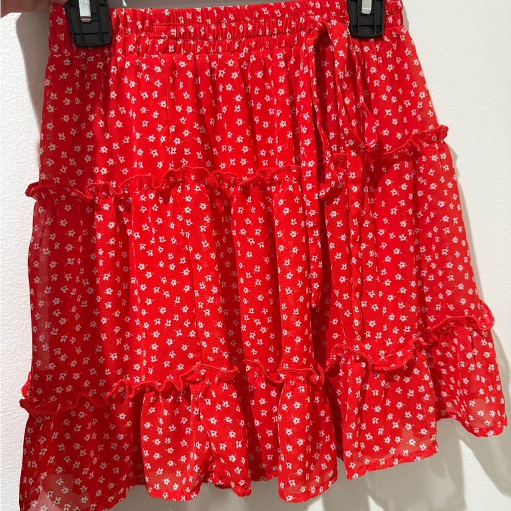Sienna Sky Red Floral Mini Skirt